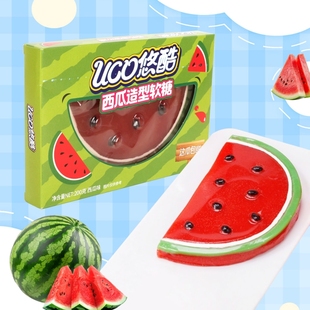 儿童趣味零食 UCO 创意水果味橡皮糖 200g 悠酷西瓜造型软糖