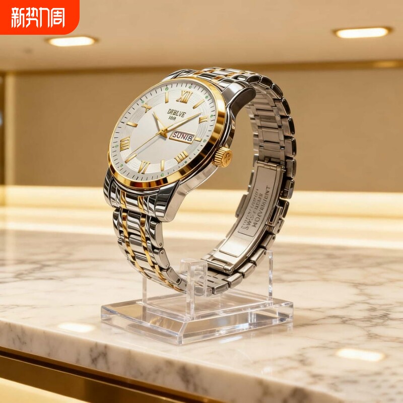 手表男全自动非机械表钢带男款商务防水石英腕表正品名牌镂空男士