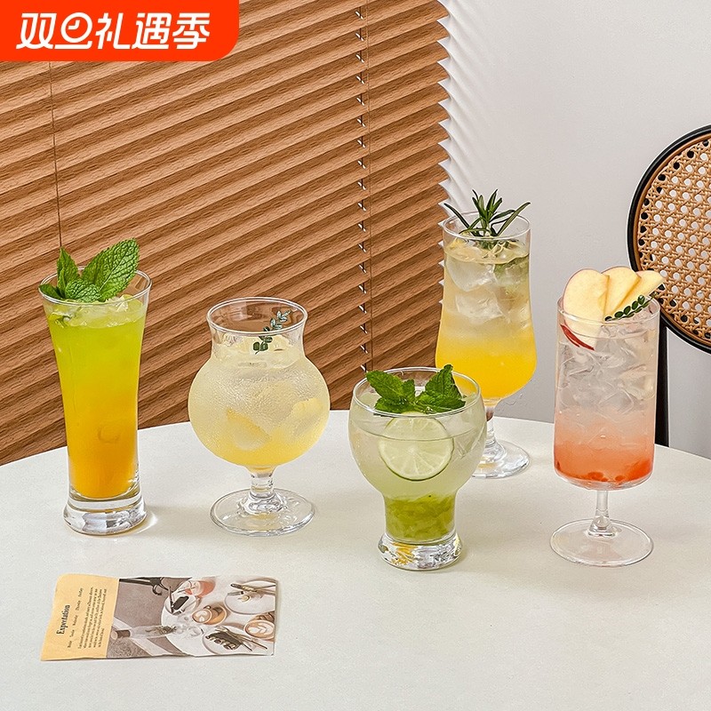 ins风网红果汁杯玻璃杯奶茶杯饮品杯饮料杯鸡尾酒杯果茶杯水杯子
