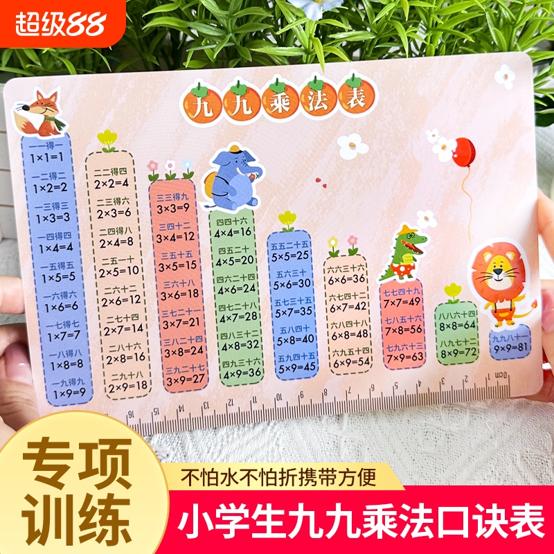 九九乘法口诀表背诵神器小学生大99乘除法二年级数学公式大全卡片