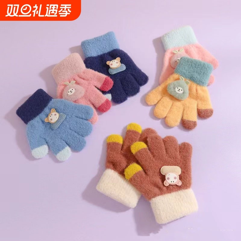 卡通儿童手套冬季1到5岁可爱婴幼儿防寒五指小孩宝宝保暖分指0到2