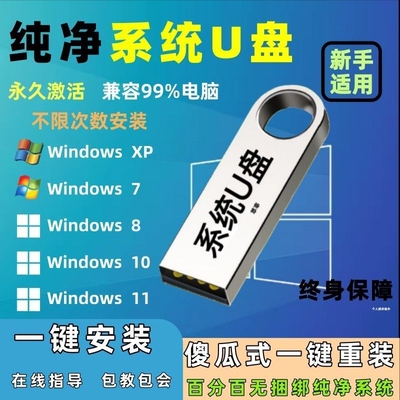 电脑重装系统U盘Windows11/10/7原版纯净版PE启动U盘免驱动u盘