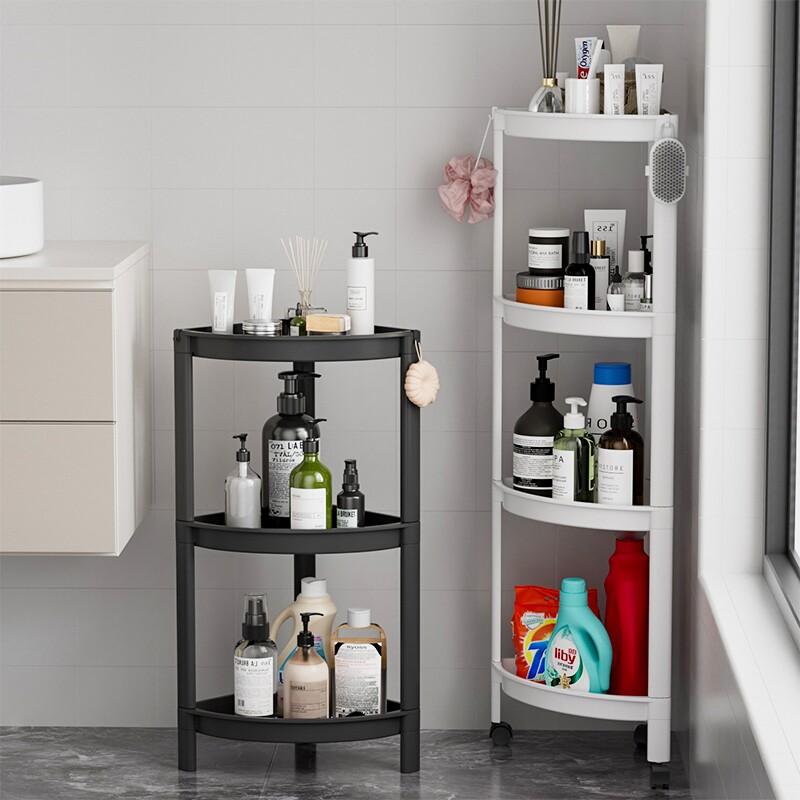 浴室夹缝收纳架厨房台面多层移动三角置物架卫生间窄型落地储物架