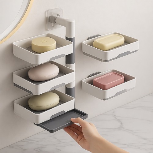 壁挂式双层沥水皂盒|万人加购