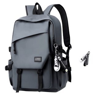 简约双肩包男士百搭电脑旅行背包女初中生高中大学生大容量书包男