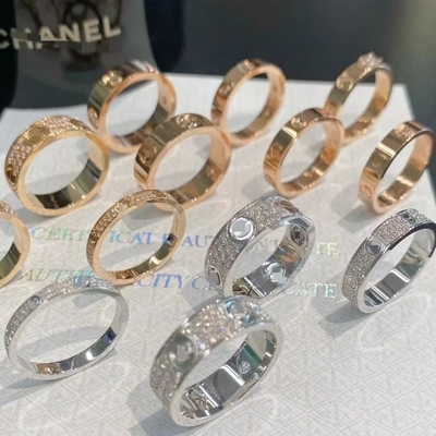 钉子戒指男女18K经典款玫瑰金高版本love满天星情侣对戒指环订婚