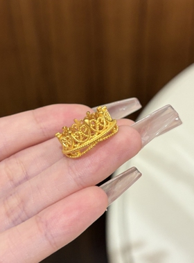 中古vintage古法镂空花丝皇冠戒指女小众优雅轻奢宫廷高级感手饰