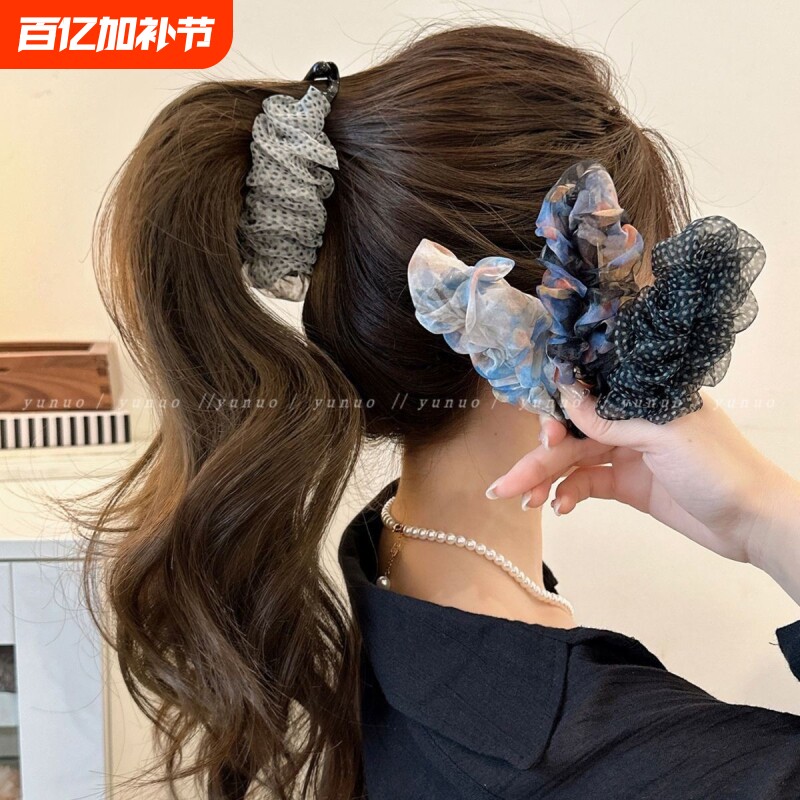 超好看的法式温柔波点抓夹女高级感2025新款大号发夹后脑勺盘发饰