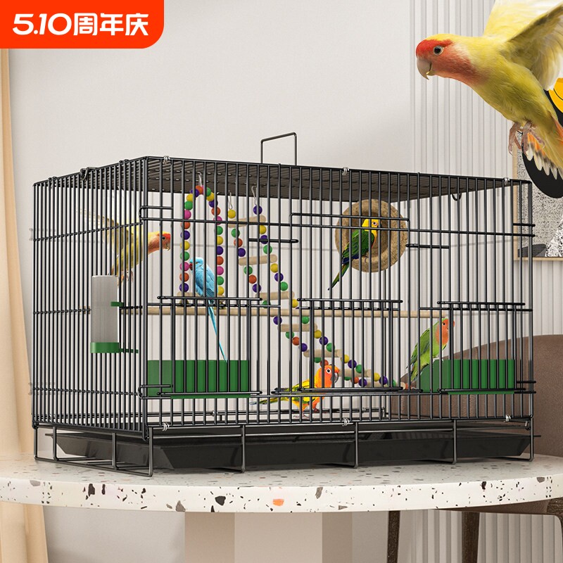 鸟笼鹦鹉鸟别墅大号铁丝网专用笼鸽子虎皮八哥鸟笼子外出大型折叠