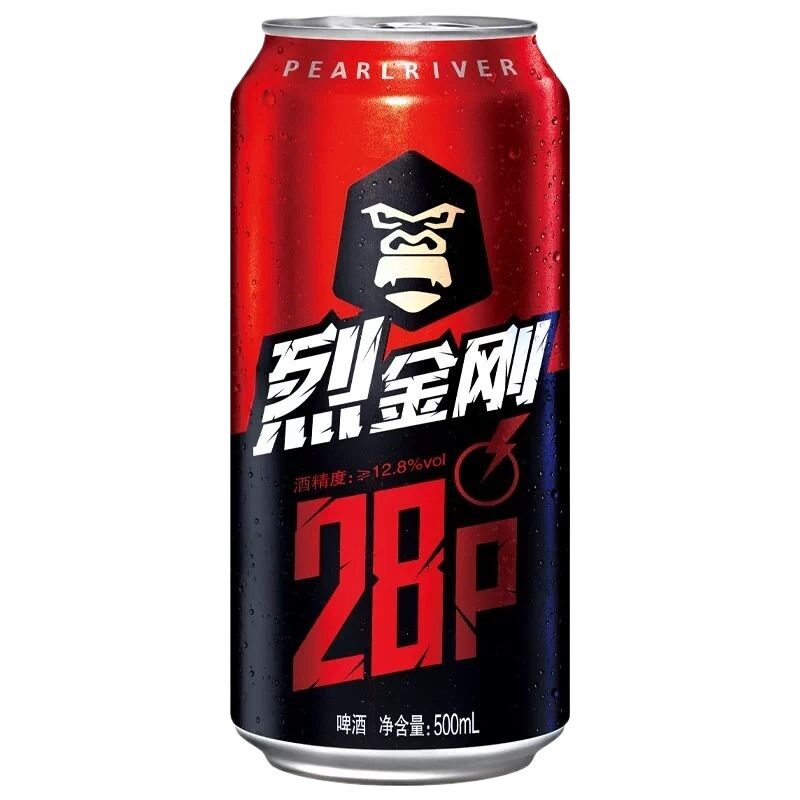 28°P珠江烈金刚啤酒500mL*3罐烈性高度罐装纯生酒精度经典高浓度图片