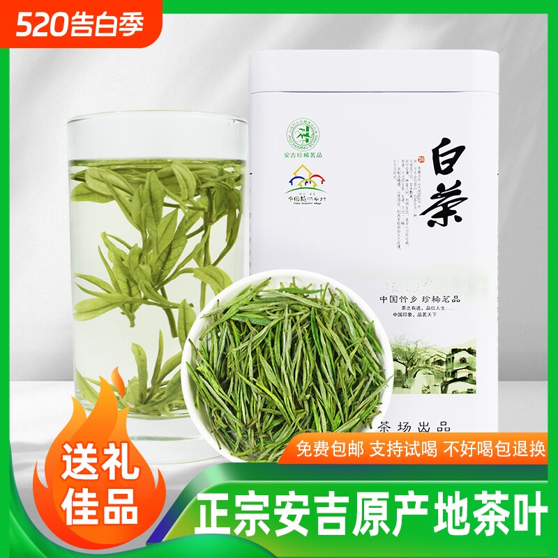 承艺安吉白茶茶叶2026新茶绿茶白茶茗茶春茶100克罐装雨前一级