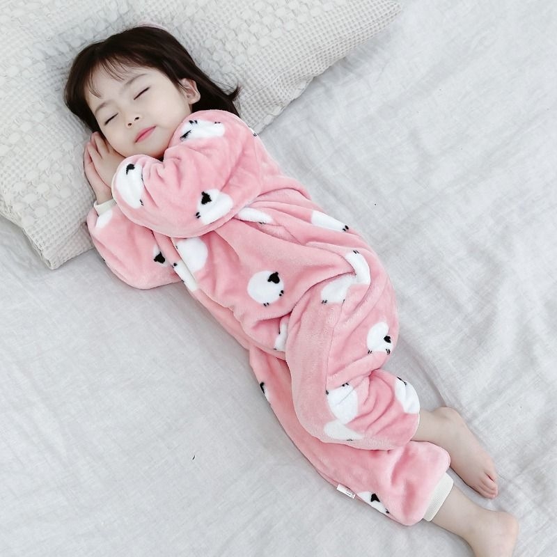 儿童法兰绒连体衣秋冬加绒