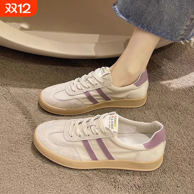 德训鞋女2024春夏季新款小白鞋女百搭平底运动休闲板鞋阿甘鞋