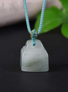 正品天山翠印章吊坠称心如意男女款玉石挂件项链玉佩坠手机包包链