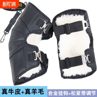 电动车摩托车保暖护膝四季 真皮羊毛护腿加厚男女 骑专用防风寒冬季