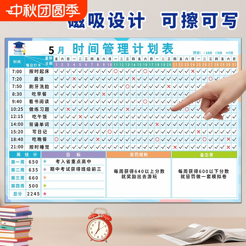 磁性月计划表好习惯自律打卡墙贴图片