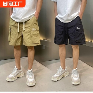 五分裤 短裤 新款 日系复古美式 薄款 宽松潮牌男士 休闲口袋工装 夏季