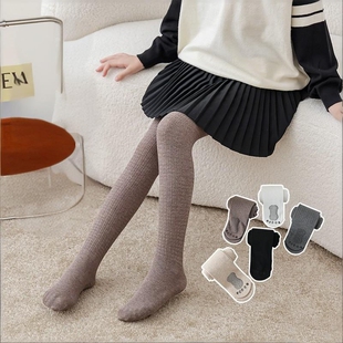 女童灰色打底裤外穿春秋新款宝宝儿童连裤袜薄款连体袜加大白