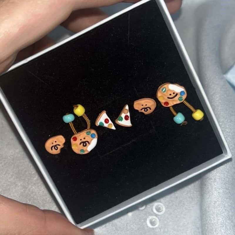 童趣可爱小鱼套装_猫猫和小鱼耳钉女小众设计甜美耳环森系新款ins