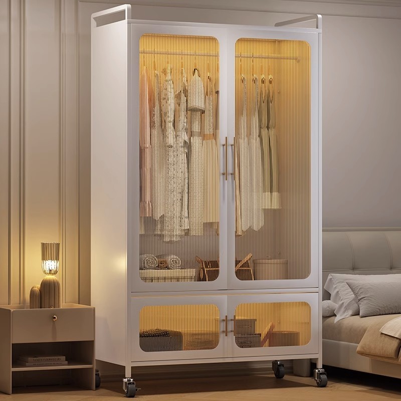 铁艺简易衣柜家用卧室钢制收纳柜子出租房用儿童宝宝收纳铁皮衣橱