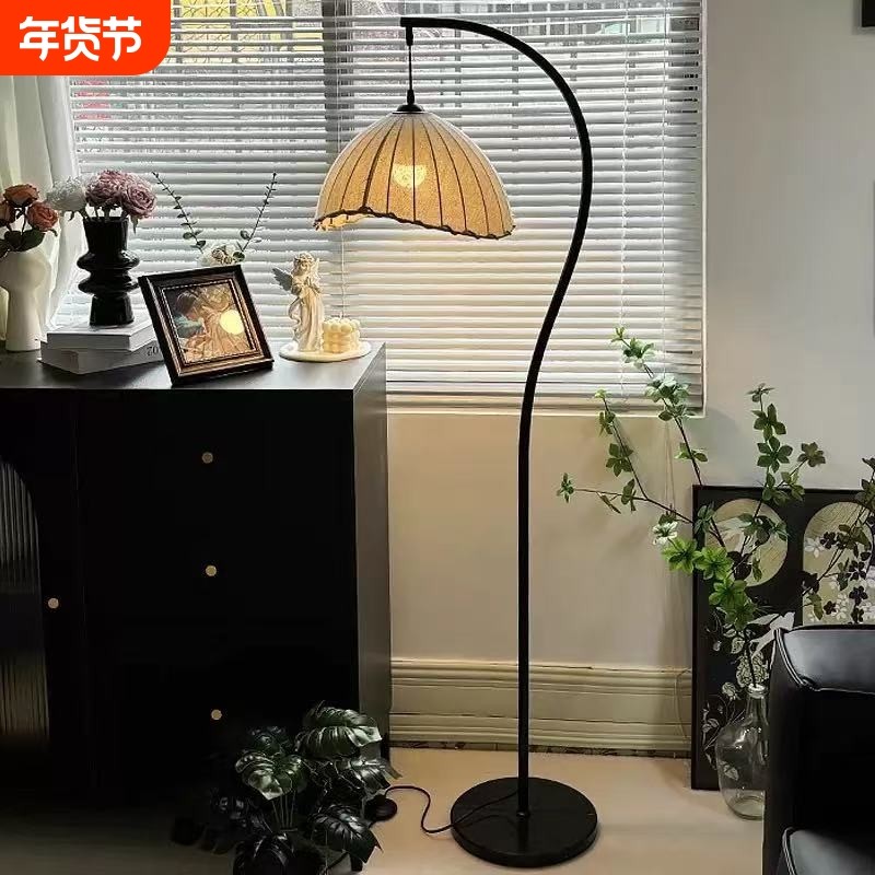 现代简约s形黑色落地灯网红钓鱼灯高级氛围卧室高颜值中古书房,家装灯饰光源,装饰落地灯,淘宝优惠券,粉丝福利购,淘宝优惠卷