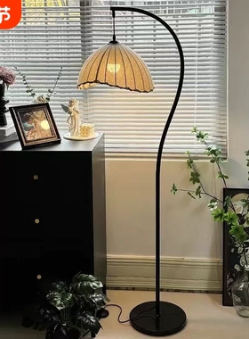 现代简约s形黑色落地灯网红钓鱼灯高级氛围卧室高颜值中古书房