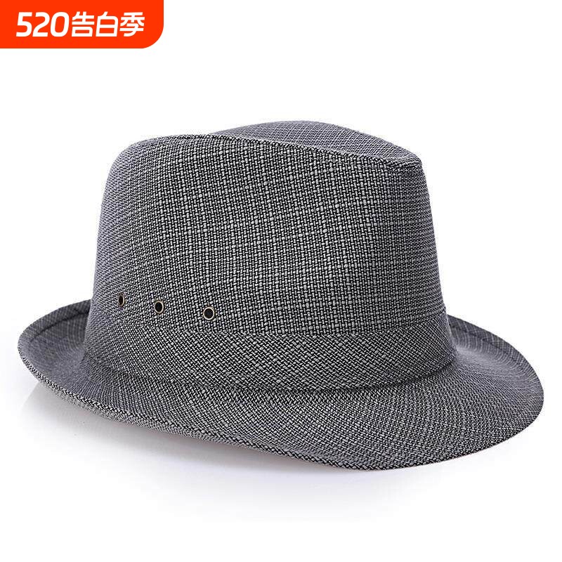 中老年男士礼帽老头帽子爸爸帽时尚遮阳爵士帽黑色户外网眼