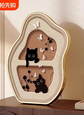 奶油风餐厅桌面摆画治愈系客厅装饰画摆件房间卧室床头柜墙壁挂画