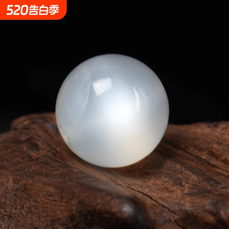 天然白月光散珠月光拉长石半成品珠diy水晶圆珠配饰珠子玉石黑色