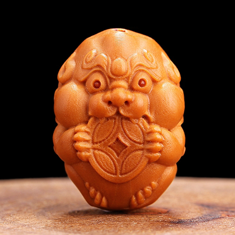 橄榄核胡单粒籽财神吊坠背云车钥匙扣挂件雕刻手把串文玩配饰貔貅