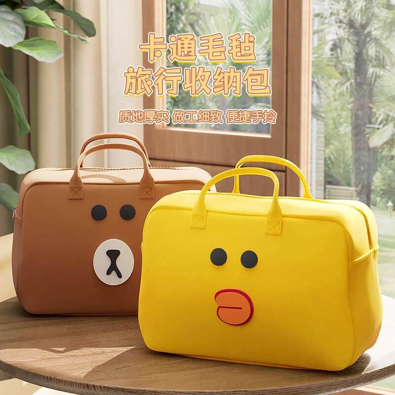 卡通包旅行包收纳手提包大容量儿童行李袋拉杆箱行李包毛毡包轻便