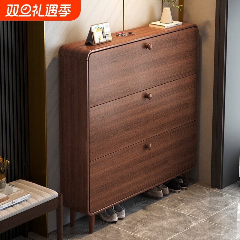 实木生态板超薄翻斗鞋柜家用门口2025新款大容量玄关小窄简易鞋架