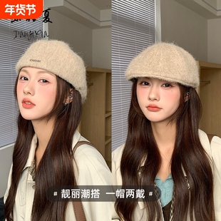 韩版ins风贝雷帽反戴高级感时尚前进帽秋冬百搭显脸小针织画家帽