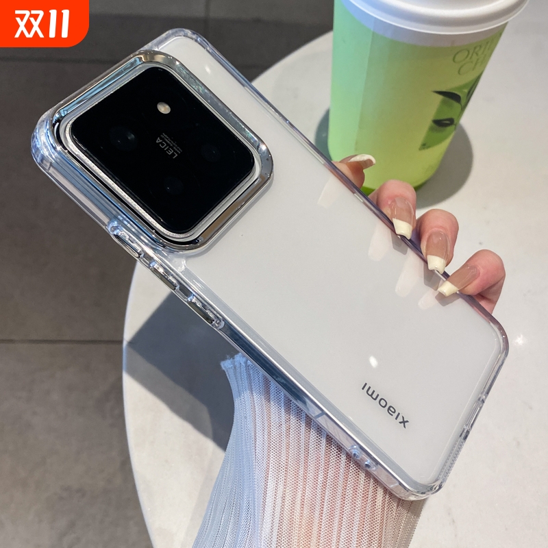 电镀镜圈按键适用小米15手机壳新款透明小米15pro高级感xiaomi14全包防摔13的男士女款12超薄高档外壳简约por