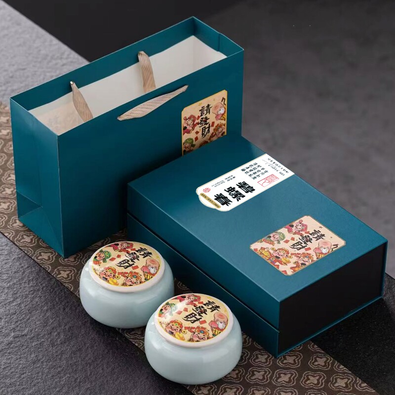 厂家直销碧螺春绿茶陶瓷双罐礼盒装绿茶新茶散茶茶叶高端茶礼