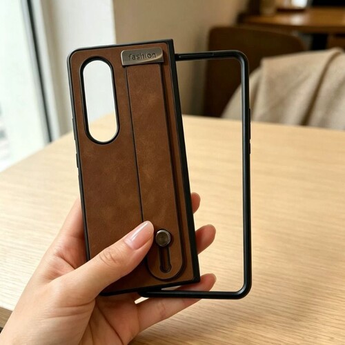 适用三星GalaxyZ Fold8Ultra手机壳fold7腕带支架6秋冬5羊巴皮GalaxyFold4小众W25保护套Fold3简约W24/23