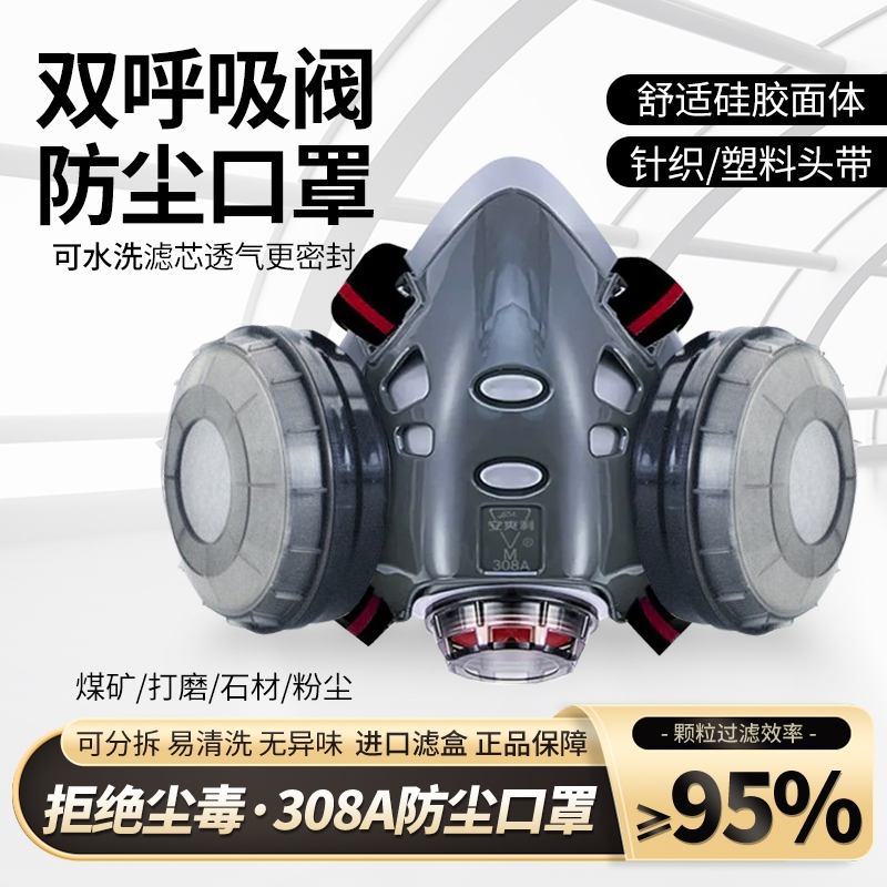 重松防尘口罩工业粉尘面罩防尘肺喷漆电焊工专用滤芯面具煤矿防护