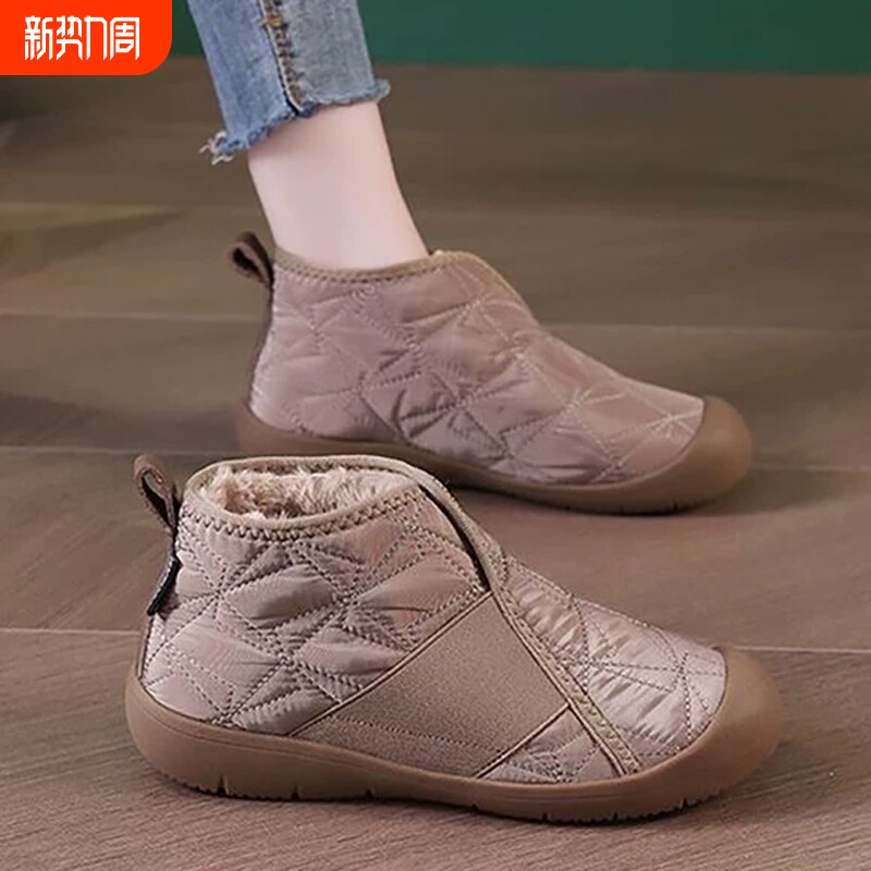 2025冬季新款雪地靴老北京棉鞋女加绒加厚防滑一脚蹬休闲保暖棉靴