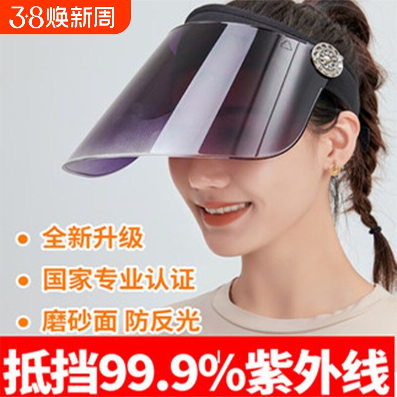 遮阳帽女士防晒遮脸面罩户外骑电动车男夏季防紫外线空顶太阳帽子