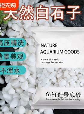 鱼缸白石子底砂石头免洗小白石子鹅卵石雨花石造景装饰底沙白色石