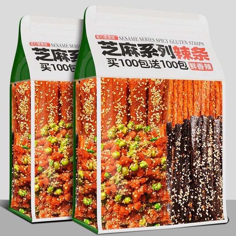 芝麻辣条素牛筋豆角干辣味小吃大礼包儿时记忆怀旧小零食解馋休闲,零食/坚果/特产,面筋制品,淘宝优惠券,粉丝福利购,淘宝优惠卷