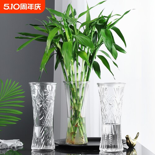 创意简约透明玻璃花瓶口水富贵竹