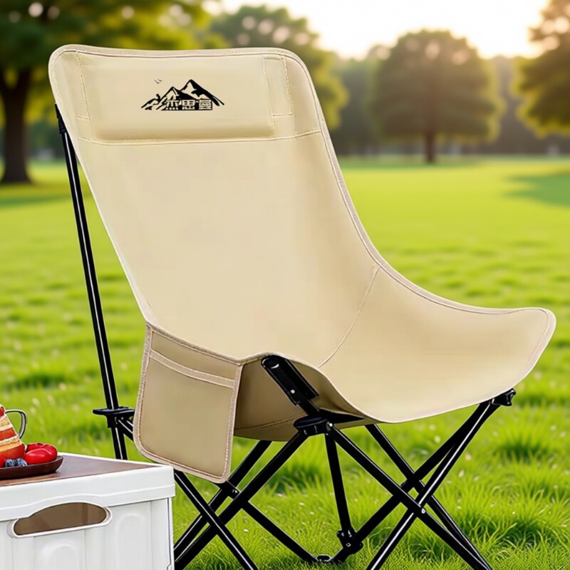 户外折叠椅野餐露营椅子便携式加高月亮椅沙滩躺椅钓鱼凳露营装备