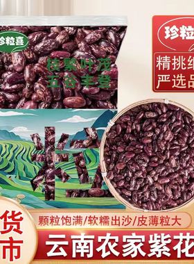 云南紫花芸豆角今年新豆煮粥软糯花豆四季豆新鲜绿色营养健康食品