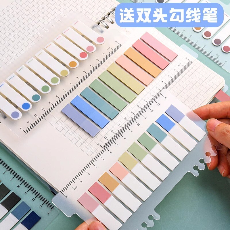 모란디 컬러 메모지 색인 라벨 스티커 찢을 수 있는 메모 표시 창의적 지시 형광 표시 스티커 학생 루스리프 색인 스티커 분류 메모지 학습 페이징 개학 스티커