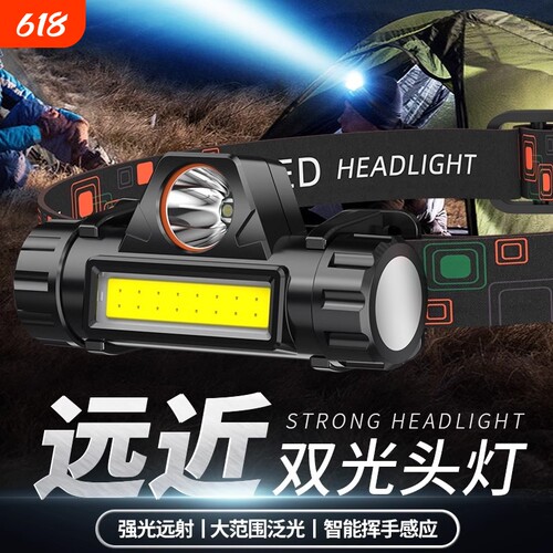 头灯强光充电头戴式户外夜钓鱼