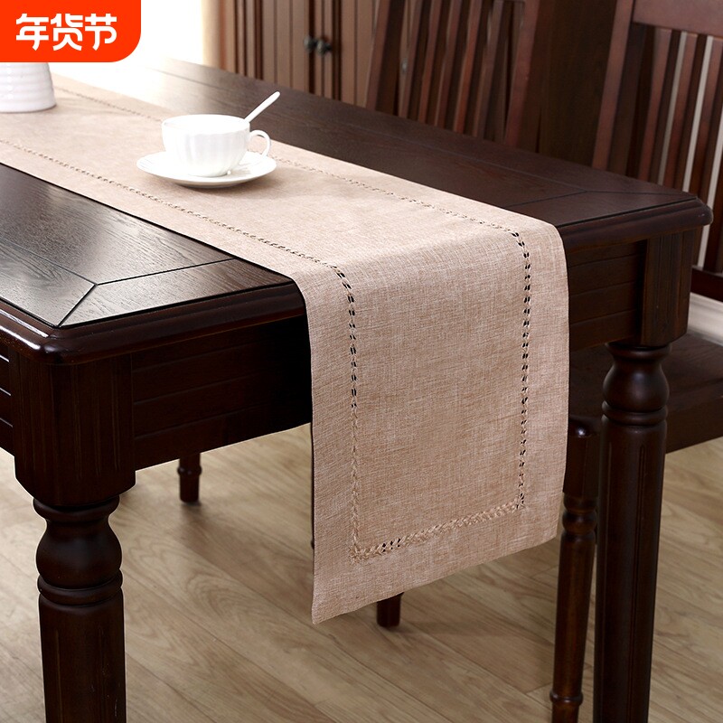 轻奢高级感老板桌装饰布简约高端纯色桌旗现代餐桌茶几办公桌旗