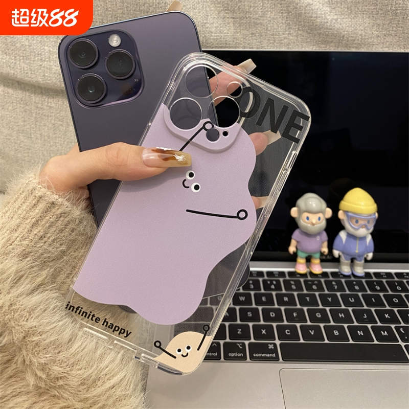 OPPOFINDX8透明软14可爱12ProMax荣耀300ULTRA卡通紫色怪兽手机壳iPhone16创意华为NOVA13苹果15适用真我neo7