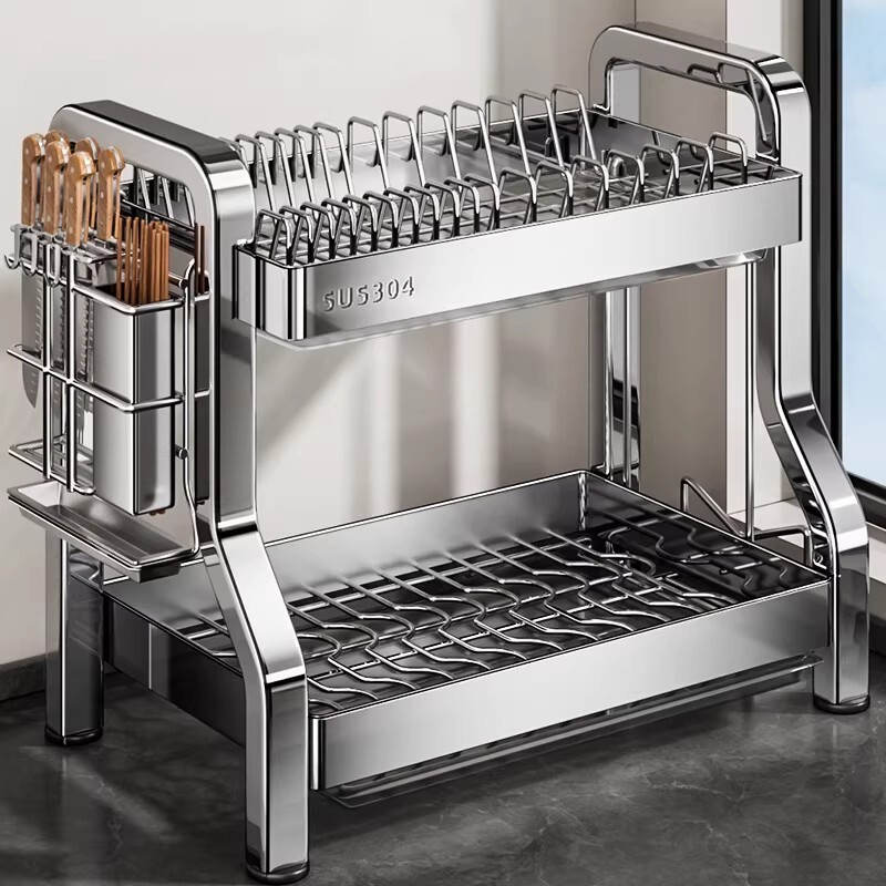 304不锈钢碗碟收纳架厨房多功能置物架放碗架碗筷碗盘沥水架碗柜