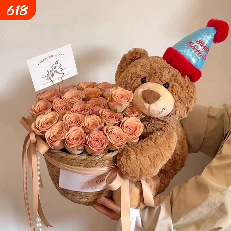 情人节过年新年抱抱桶玩偶花束生日礼物女生永生花送闺蜜朋友女孩